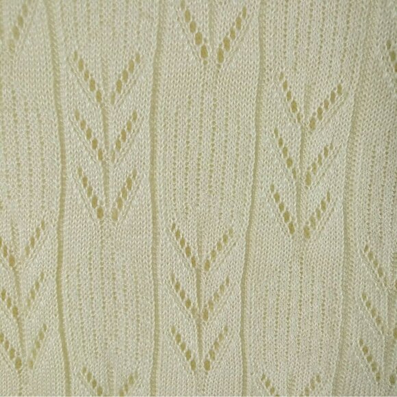 Chaus Womens Sleeveless Yellow Sweater Medium Lace Neck Vintage Preppy Knit - Picture 6 of 7